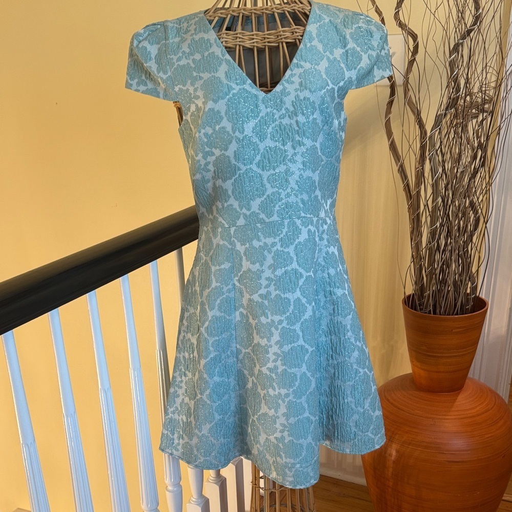 4.Collective Nwt Agua Blue Dress With Silver Threads
